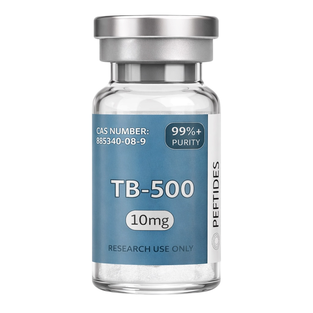 Opeptides TB‑500 peptide vial in clear laboratory‑grade packaging